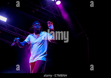 Dizzee Rascal en concert au Festival Brownstock dans l'Essex. Banque D'Images