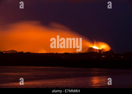 De l'éruption du volcan dans Holuhraun, hautes terres d'Islande Banque D'Images