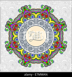 Cadre ornement rond, cercle floral background, mandala patter Banque D'Images