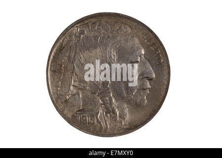 Libre de droit d'un American Indian Head Nickel isolated on white Banque D'Images