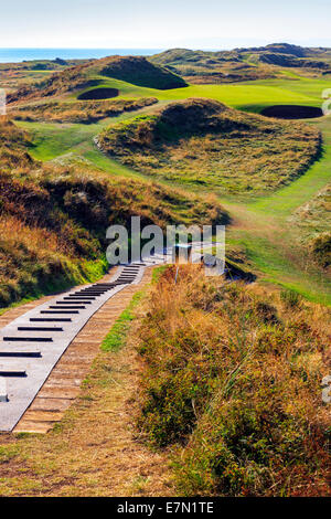 Trou Signature, le timbre-poste, le 8e, au Royal Troon Golf Club, Troon, Ayrshire, Scotland, UK Banque D'Images