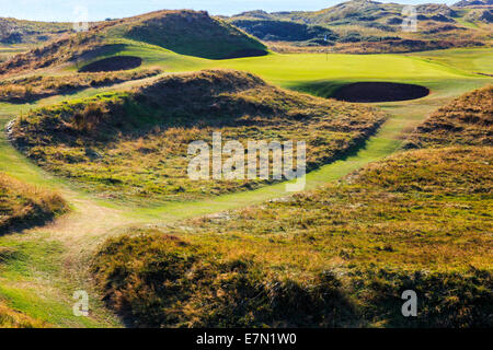 Trou Signature, le timbre-poste, le 8e, au Royal Troon Golf Club, Troon, Ayrshire, Scotland, UK Banque D'Images