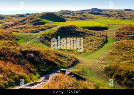 Trou Signature, le timbre-poste, le 8e, au Royal Troon Golf Club, Troon, Ayrshire, Scotland, UK Banque D'Images