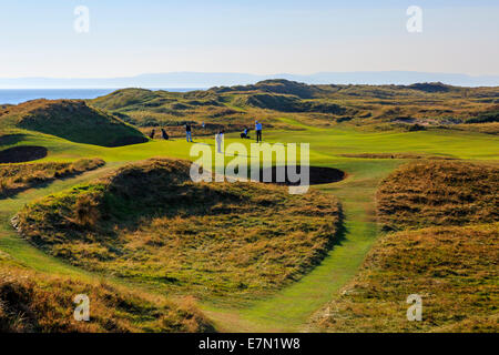 Trou Signature, le timbre-poste, le 8e, au Royal Troon Golf Club, Troon, Ayrshire, Scotland, UK Banque D'Images