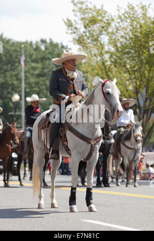 Vaquero mexicain (cowboy) à cheval à l'Amérique festival - Washington, DC USA Banque D'Images