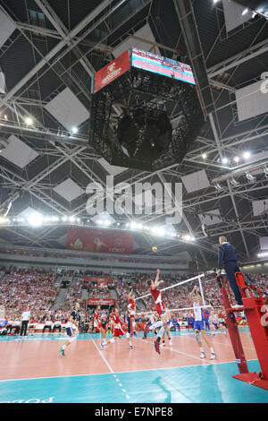 Lodz, Pologne. 18 Sep, 2014. Vue générale : Volleyball FIVB Championnat du monde masculin de volley-ball troisième piscine ronde H match entre la Pologne 3-2 la Russie à Atlas Arena à Lodz, Pologne . © Hirano et Yoshihige/AFLO/Alamy Live News Banque D'Images