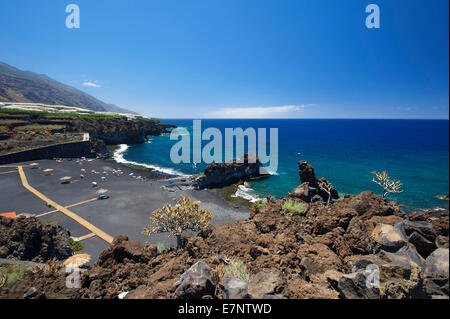 Canaries, Canaries, Iles britanniques, La Palma, Espagne, Europe, à l'extérieur, jour, plage, mer, côte, mer, personne, personnes, personnes, à Banque D'Images