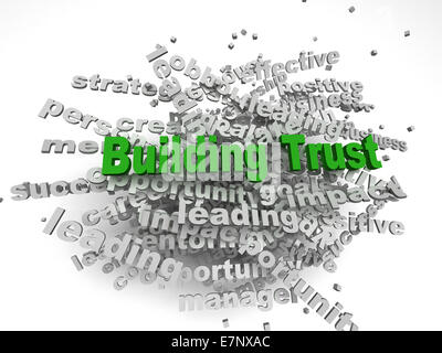 Imagen 3D Building Trust concept dans word tag cloud sur fond blanc Banque D'Images