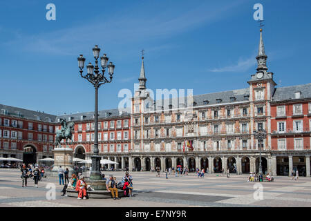 Ville, Madrid, Maire, Philippe III, Espagne, Europe, Square, l'architecture, le centre-ville, monument, plaza, tourisme, Voyage Banque D'Images