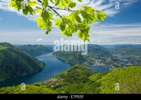 Le lac de Lugano, l'apparence, le Monte Boglia, canton du Tessin, en Suisse méridionale, lac, lacs, Lugano, BRE, Suisse, Europe, Banque D'Images