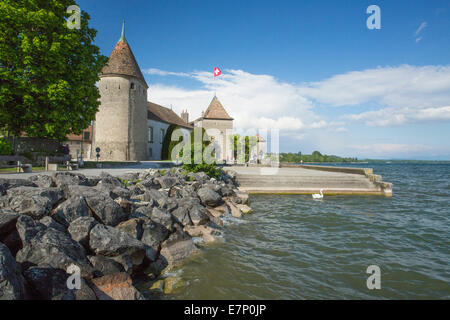 La cote VD, château, rôle, roll, le lac de Genève, canton, VD, Vaud, Suisse, Romandie, l'ouest du lac de Genève, Suisse, Europe, Banque D'Images