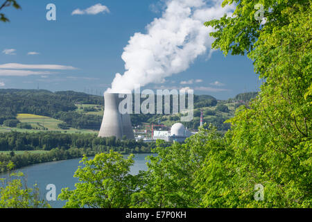 Centrale nucléaire, centrale nucléaire, KKW, Leibstadt, énergie, canton, AG, Zurich, Switzerland, Europe, Banque D'Images