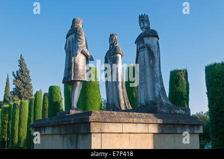 Statue de Christophe Colomb, le roi Ferdinand et La Reine Isabelle' Cordoba Andalousie Espagne Banque D'Images