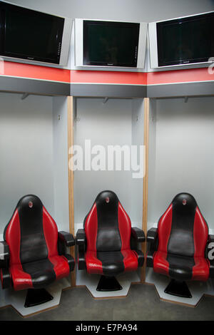 Spogliatoio del Milan nello Stadio di San Siro de Milan, un vestiaire de l'équipe de l'AC Milan dans le stade San Siro à Milan Banque D'Images