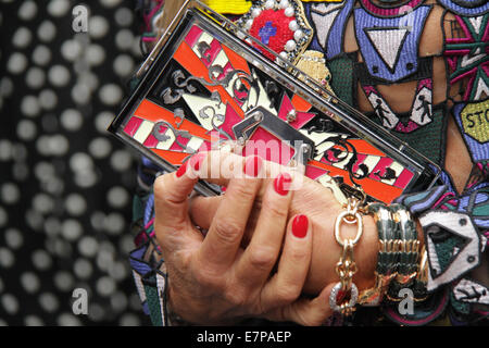 Anna Dello Russo arrivant à l'Emporio Armani Printemps/Été 2015 défilé à Milan, Italie - 18 septembre 2014 - Photo : Manhattan piste/Paolo Diletto/photo alliance Banque D'Images