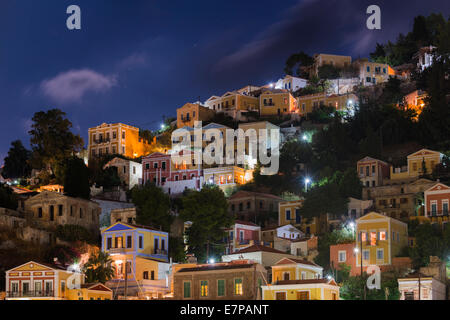 Symi , Nuit Banque D'Images