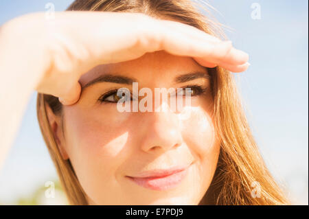 Blindage femme yeux Banque D'Images