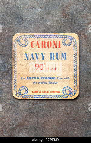 Vintage British Beermat Caroni Publicité Rhum Marine Banque D'Images