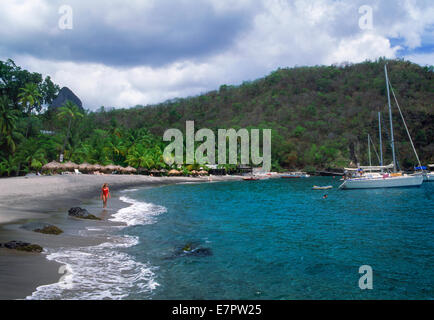 Hotel Anse Chastanet Beach sur l'île des Caraïbes St Lucia dans West Indies Banque D'Images