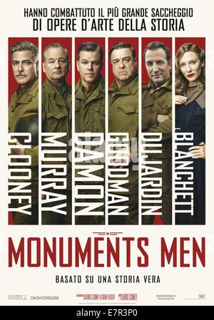 Les Monuments Hommes Année : 2014 USA / Allemagne Réalisateur : George Clooney George Clooney, Bill Murray, Matt Damon, John Goodman, Jean Dujardin, Cate Blanchett Film poster (IL) Banque D'Images