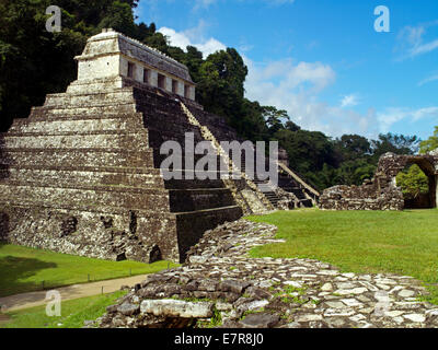 Des temples dans une jungle à Palenque Banque D'Images