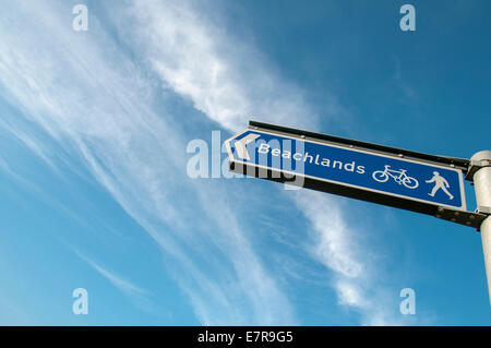 La marque d'une côtière Beachlands pour cyclistes et randonneurs Banque D'Images