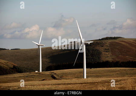 Les éoliennes dans les collines et dans les Scottish Borders. Banque D'Images