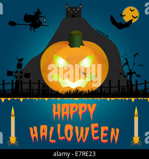 Happy Halloween carte vectorielle. Illustration de l'Art Banque D'Images