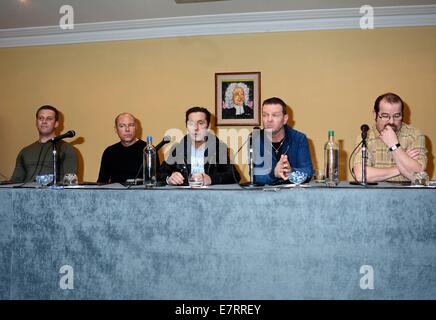 Aslan organise une conférence de presse à l'hôtel Gresham d'annoncer leur retour à des spectacles pour la première fois depuis le chanteur Christy Dignam's cancer diagnostic avec un concert à l'Olympia le 31 mai en vedette : Rodney O'Brien,Alan Downey,Christy Dignam,Billy McGuinness,Joe Jewell - Aslan Où : Dublin, Irlande Quand : 21 Mars 2014 Banque D'Images