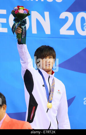 Junya Koga (JPN), le 22 septembre 2014 - Natation : 50m dos remise de médaille à Munhak Park Tae-hwan Aquatics Centre au cours de la 2014 Jeux Asiatiques d'Incheon en Corée du Sud, la Corée du Sud. (Photo de YUTAKA/AFLO SPORT) [1040] Banque D'Images