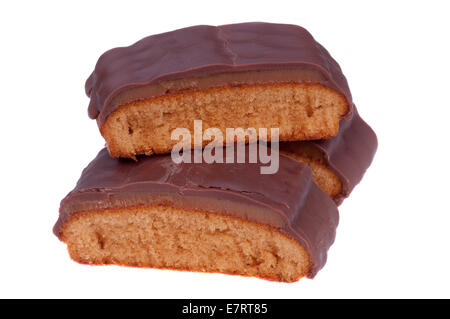 Les tranches de gâteau de chocolat caramel Banque D'Images