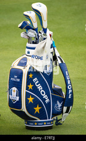 Gleneagles, Sangüesa, Perthshire, en Écosse. Sep 23, 2014. La Ryder Cup. Ian Poulter (EUR) sac. Credit : Action Plus Sport/Alamy Live News Banque D'Images