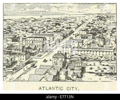 Cette page de 1891 de la publication US-NJ offre une illustration détaillée et une carte d'Atlantic City, New Jersey. L'image illustre le développement précoce de la ville, y compris ses célèbres zones de front de mer et de villégiature. Banque D'Images