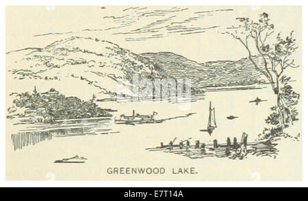 Cette illustration de 1891 représente Greenwood Lake, situé à la frontière du New Jersey et de New York. Il montre le tracé du lac et les zones environnantes comme on le voit sur la carte à la page 559 d'une publication historique. Banque D'Images