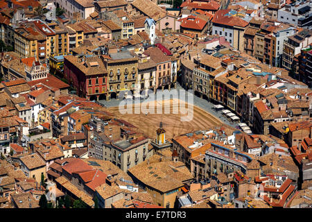 Vue aérienne, Plaça Major, place du marché, centre historique, Vic, Catalogne, Espagne Banque D'Images