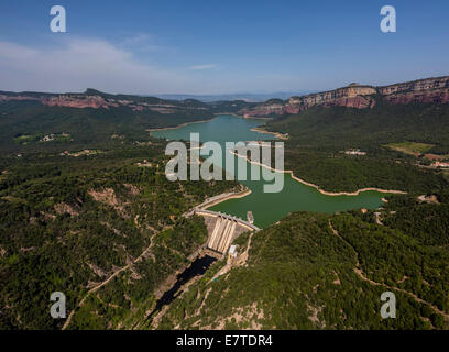 Vue aérienne, Pantà de Sau, Sau réservoir, rivière Ter, Riu Ter, Vilanova de Sau, Catalogne, Espagne Banque D'Images