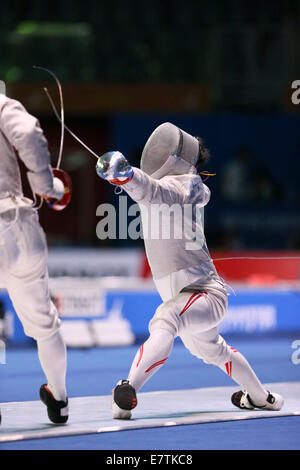 Incheon, Corée du Sud. Sep 24, 2014. Ryo Miyayama (JPN) : Escrime sabre par équipes au gymnase Dowon pendant le 2014 Jeux Asiatiques d'Incheon en Corée du Sud, la Corée du Sud. Credit : AFLO Co.,Ltd/Alamy Live News Banque D'Images