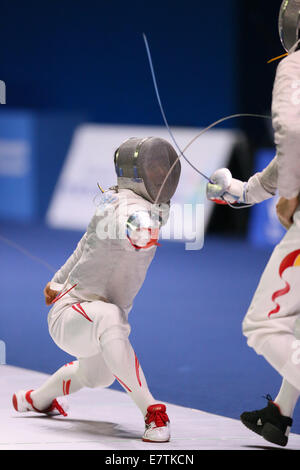 Incheon, Corée du Sud. Sep 24, 2014. Tomohiro Shimamura (JPN) : Escrime sabre par équipes au gymnase Dowon pendant le 2014 Jeux Asiatiques d'Incheon en Corée du Sud, la Corée du Sud. Credit : AFLO Co.,Ltd/Alamy Live News Banque D'Images