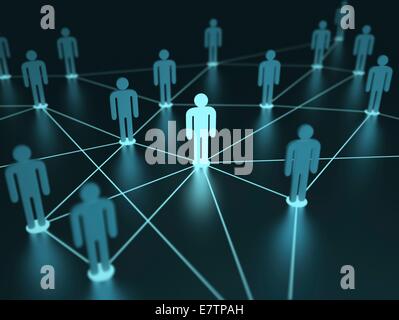 Figures humaines reliés par des lignes, artwork. Banque D'Images