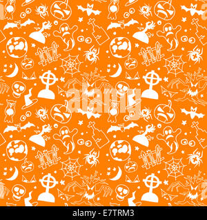 Motif transparente Halloween Ghost avec les chauves-souris, et de citrouille, illustration Banque D'Images