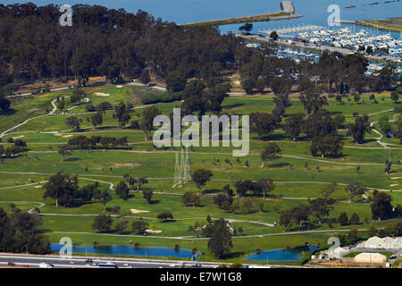 Parcours de Golf de Poplar Creek, San Mateo, San Francisco, Californie, USA - vue aérienne Banque D'Images