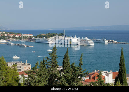 Vue panoramique de la ville depuis le mont Marjan, Split, Dalmatie, Croatie Banque D'Images