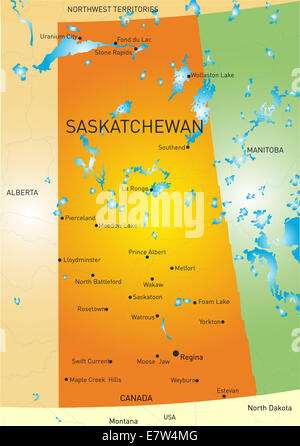 Carte de la province de la Saskatchewan Banque D'Images