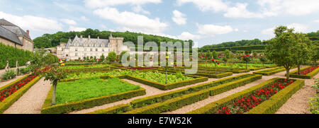 Villandry, France : le long de la route des châteaux de la Loire - Château et jardins de Villandry Banque D'Images