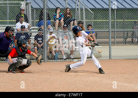 La petite ligue de baseball player l'âge de 13 ans Banque D'Images