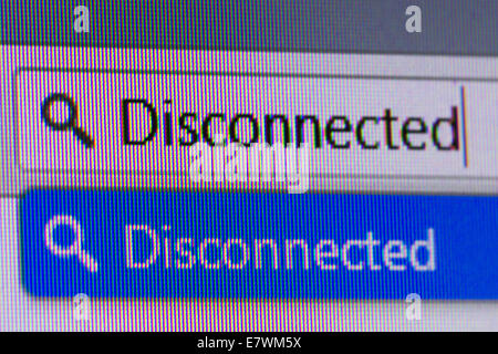 Close up de macro ordinateur écran navigateur internet avec la barre d'adresse texte déconnecté. Banque D'Images