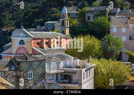 Le paysage urbain de Nonza, Cap Corse, Haute-Corse, Corse, France Banque D'Images