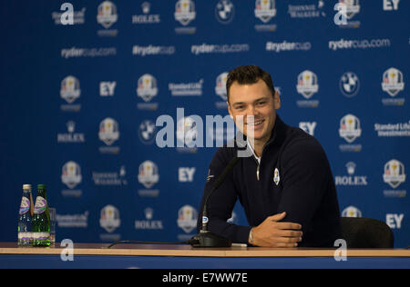 Gleneagles, Sangüesa, Perthshire, en Écosse. 25 Septembre, 2014. La Ryder Cup. Martin Kaymer (EUR) au cours de son interview à la presse. Credit : Action Plus Sport/Alamy Live News Banque D'Images