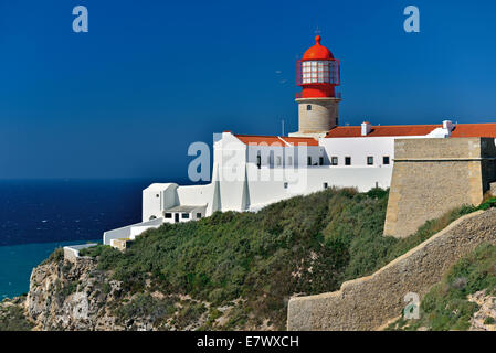 Le Portugal, l'Algarve : Phare de Cape Saint Vincent Banque D'Images