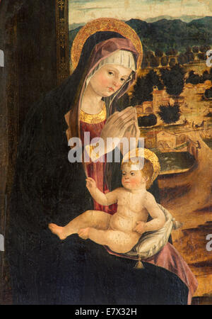 Padoue, Italie - 10 septembre 2014 : la peinture Madonna avec l'enfant (comme le le panneau central du triptyque) de Bellini school Banque D'Images